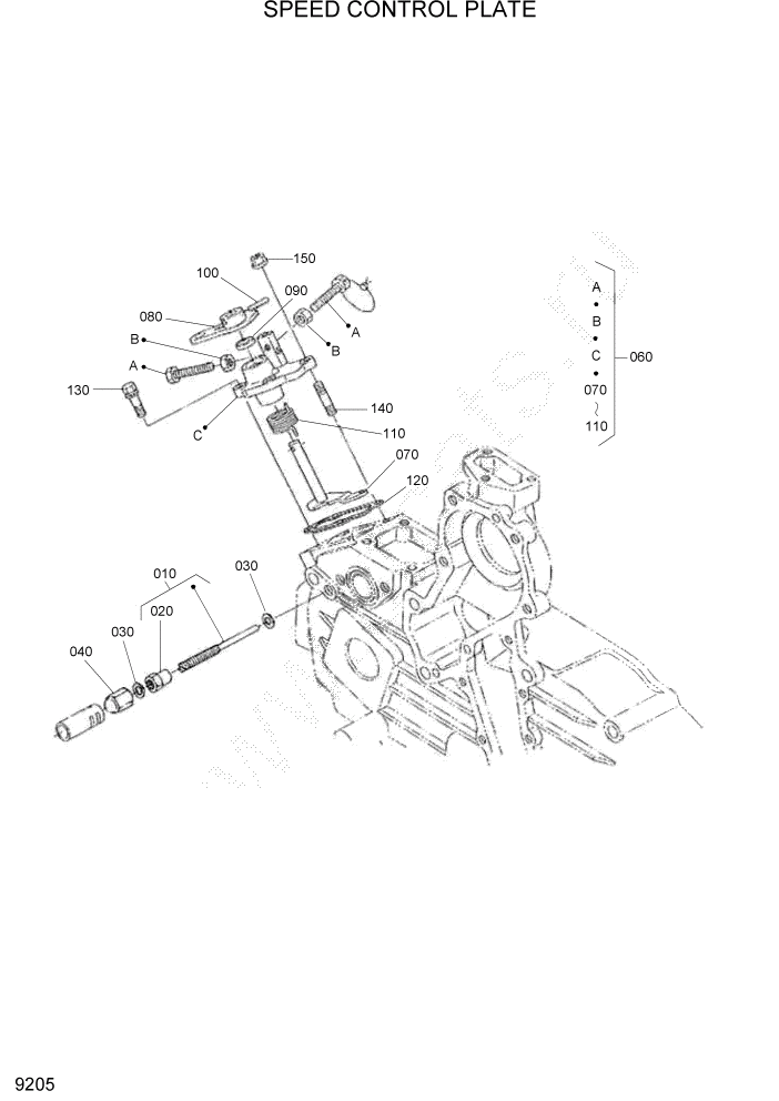 Схема запчастей Hyundai HSL960T - PAGE 9205 SPEED CONTROL PLATE ДВИГАТЕЛЬ БАЗА