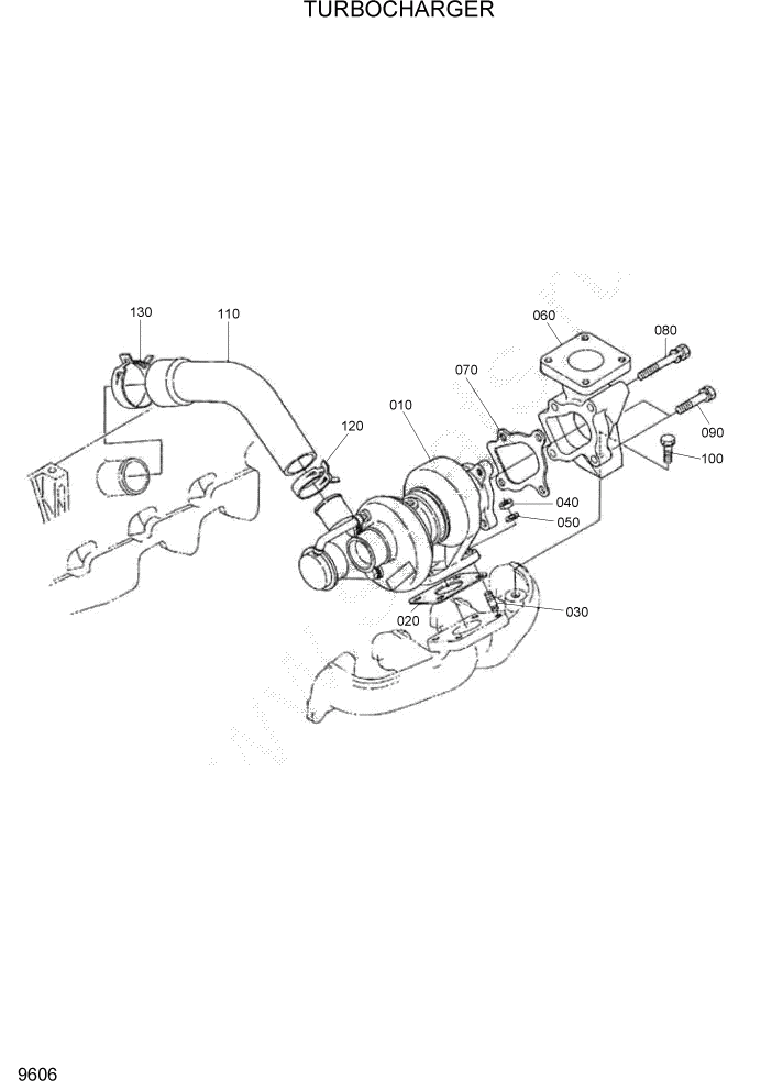 Схема запчастей Hyundai HSL960T - PAGE 9606 TURBOCHARGER ДВИГАТЕЛЬ БАЗА