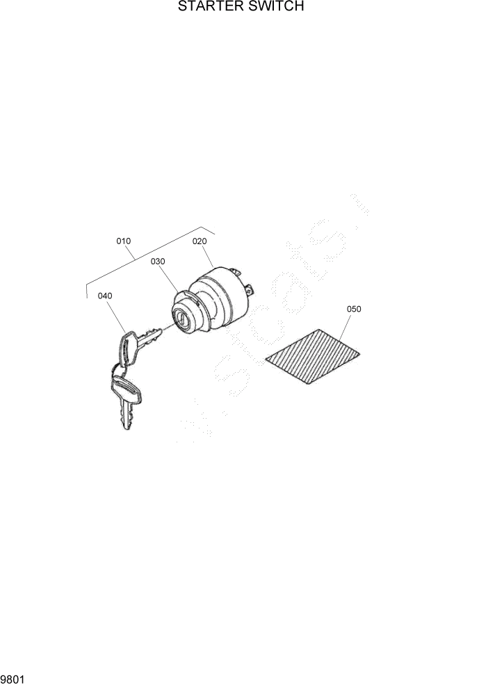 Схема запчастей Hyundai HSL960T - PAGE 9801 STARTER SWITCH ДВИГАТЕЛЬ БАЗА