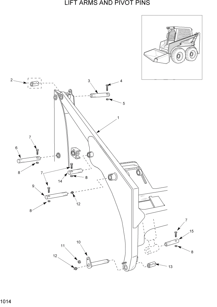 Схема запчастей Hyundai HSL1200T - PAGE 1014 LIFT ARMS AND PIVOT PINS ГЛАВНАЯ РАМА