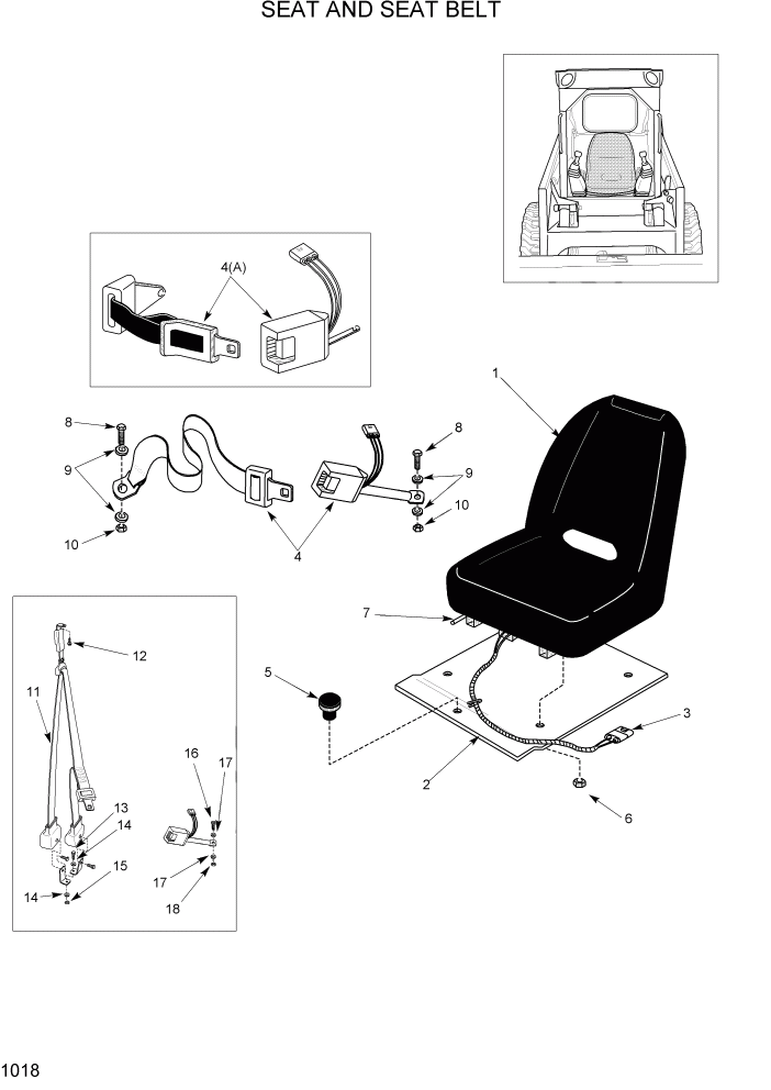 Схема запчастей Hyundai HSL1200T - PAGE 1018 SEAT AND SEAT BELT ГЛАВНАЯ РАМА