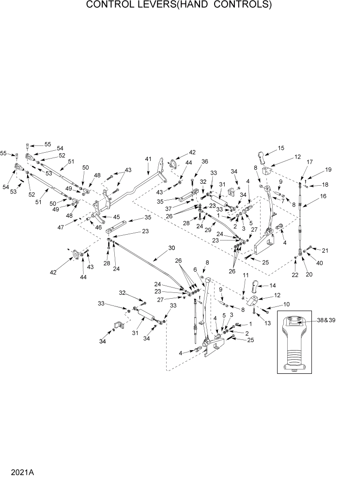 Схема запчастей Hyundai HSL1200T - PAGE 2021A CONTROL LEVERS(HAND CONTROLS) КОНТРОЛЬ