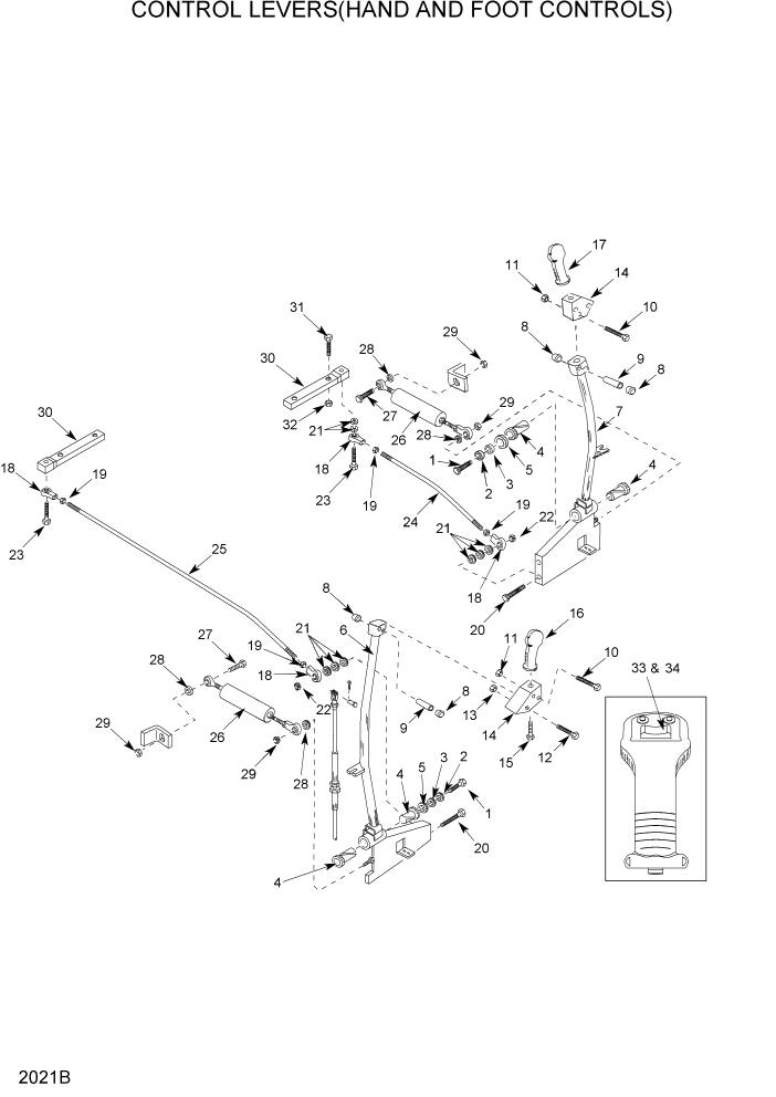 Схема запчастей Hyundai HSL1200T - PAGE 2021B CONTROL LEVERS(HAND AND FOOT CONTROLS) КОНТРОЛЬ