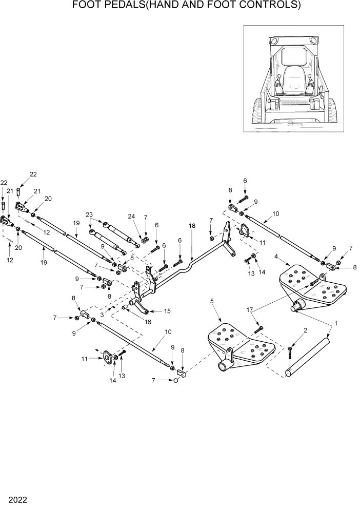 Схема запчастей Hyundai HSL1200T - PAGE 2022 FOOT PEDALS(HAND AND FOOT CONTROLS) КОНТРОЛЬ