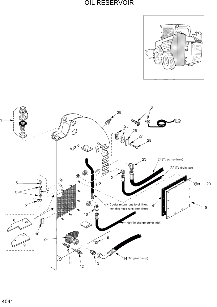 Схема запчастей Hyundai HSL1200T - PAGE 4041 OIL RESERVOIR ГИДРАВЛИЧЕСКАЯ СИСТЕМА