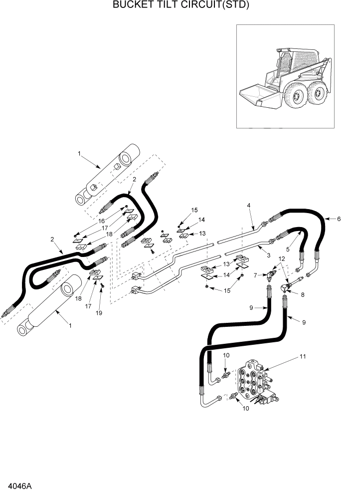 Схема запчастей Hyundai HSL1200T - PAGE 4046A BUCKET TILT CIRCUIT(STD) ГИДРАВЛИЧЕСКАЯ СИСТЕМА