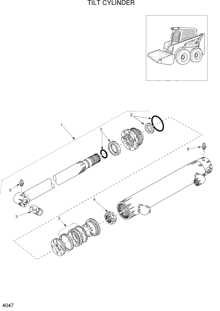 Схема запчастей Hyundai HSL1200T - PAGE 4047 TILT CYLINDER ГИДРАВЛИЧЕСКАЯ СИСТЕМА