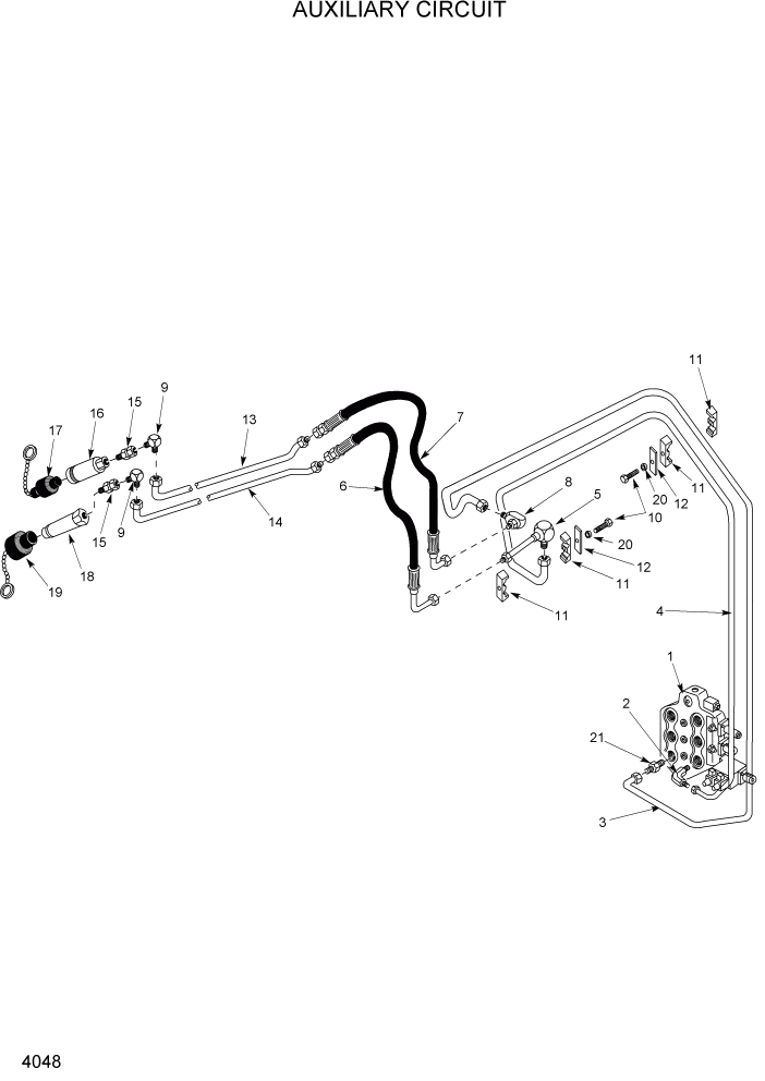 Схема запчастей Hyundai HSL1200T - PAGE 4048 AUXILIARY CIRCUIT ГИДРАВЛИЧЕСКАЯ СИСТЕМА