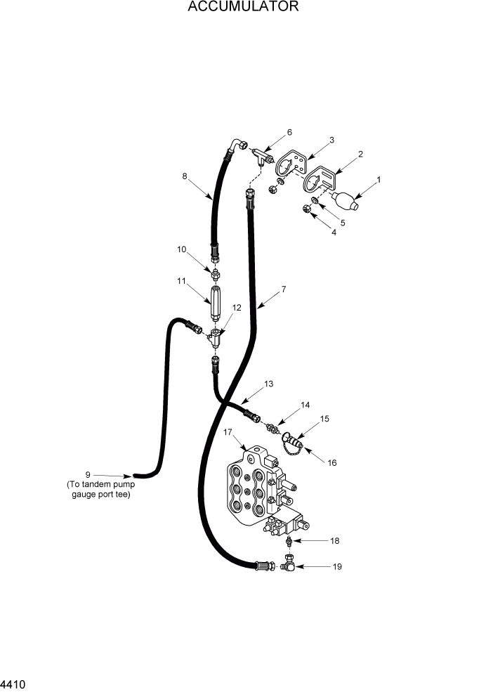 Схема запчастей Hyundai HSL1200T - PAGE 4410 ACCUMULATOR ГИДРАВЛИЧЕСКАЯ СИСТЕМА