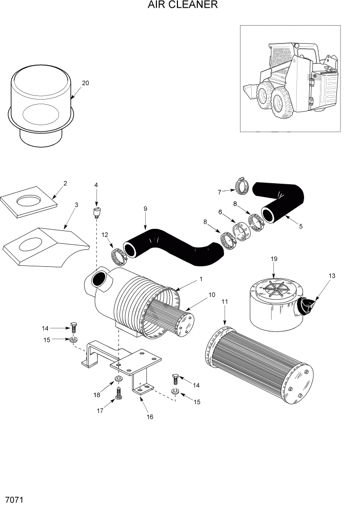 Схема запчастей Hyundai HSL1200T - PAGE 7071 AIR CLEANER ДВИГАТЕЛЬ ОБОРУДОВАНИЕ