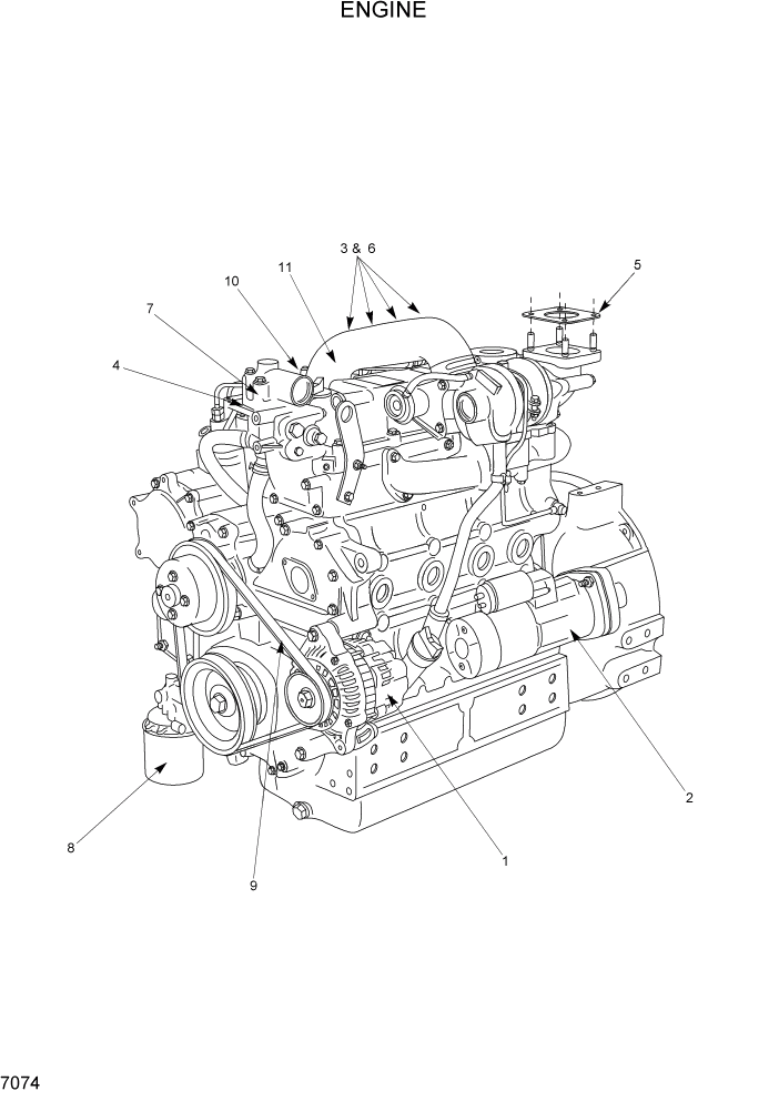 Схема запчастей Hyundai HSL1200T - PAGE 7074 ENGINE ДВИГАТЕЛЬ ОБОРУДОВАНИЕ