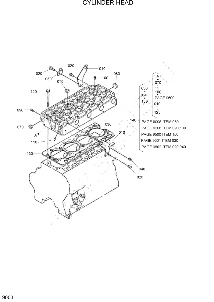 Схема запчастей Hyundai HSL1200T - PAGE 9003 CYLINDER HEAD ДВИГАТЕЛЬ БАЗА