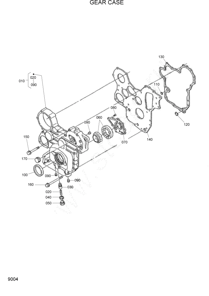 Схема запчастей Hyundai HSL1200T - PAGE 9004 GEAR CASE ДВИГАТЕЛЬ БАЗА