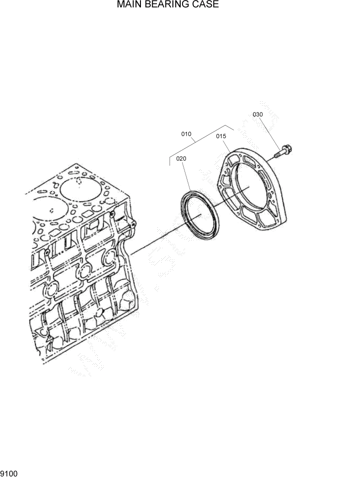 Схема запчастей Hyundai HSL1200T - PAGE 9100 MAIN BEARING CASE ДВИГАТЕЛЬ БАЗА