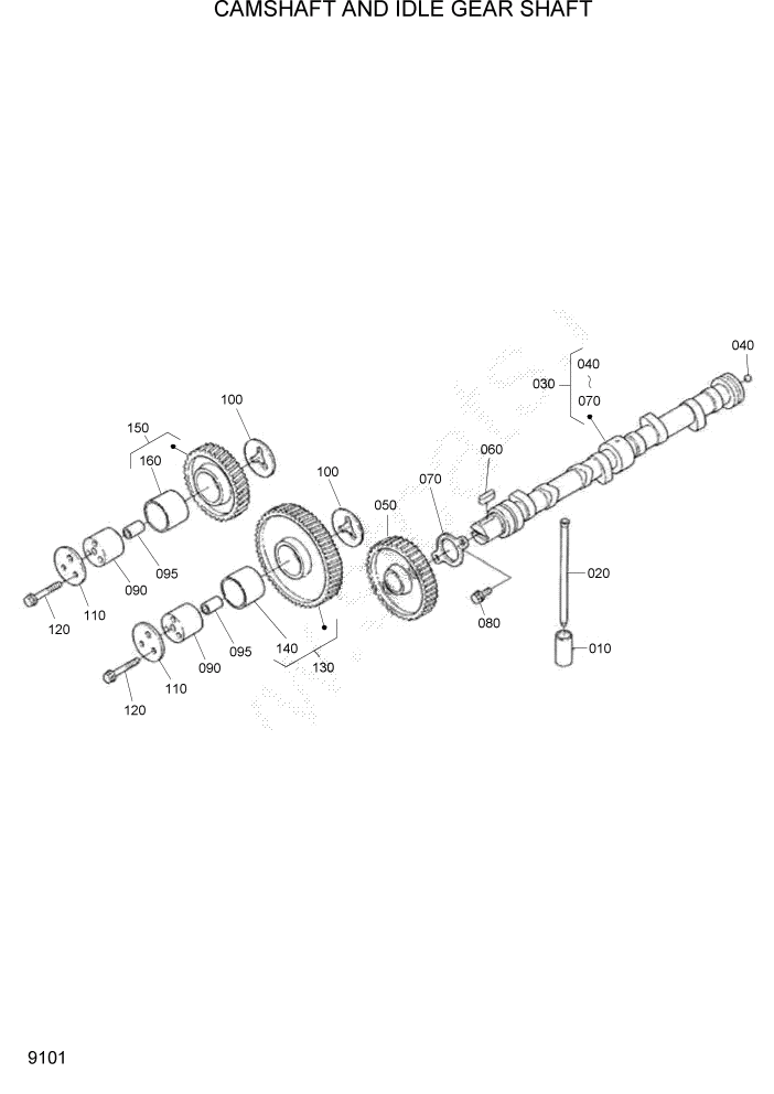 Схема запчастей Hyundai HSL1200T - PAGE 9101 CAMSHAFT AND IDLE GEAR SHAFT ДВИГАТЕЛЬ БАЗА