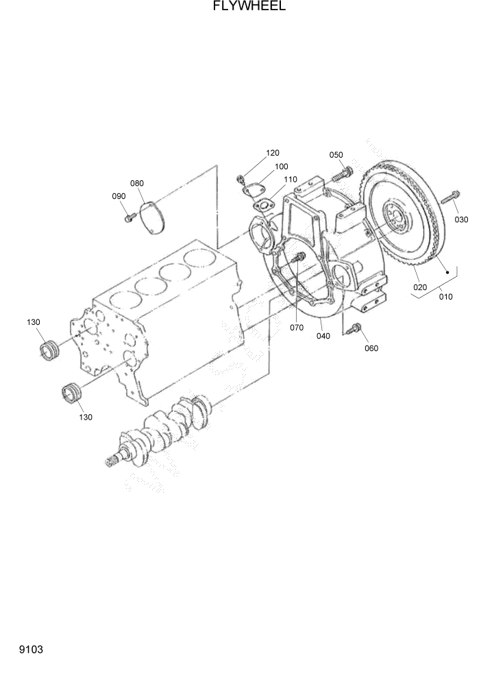 Схема запчастей Hyundai HSL1200T - PAGE 9103 FLYWHEEL ДВИГАТЕЛЬ БАЗА