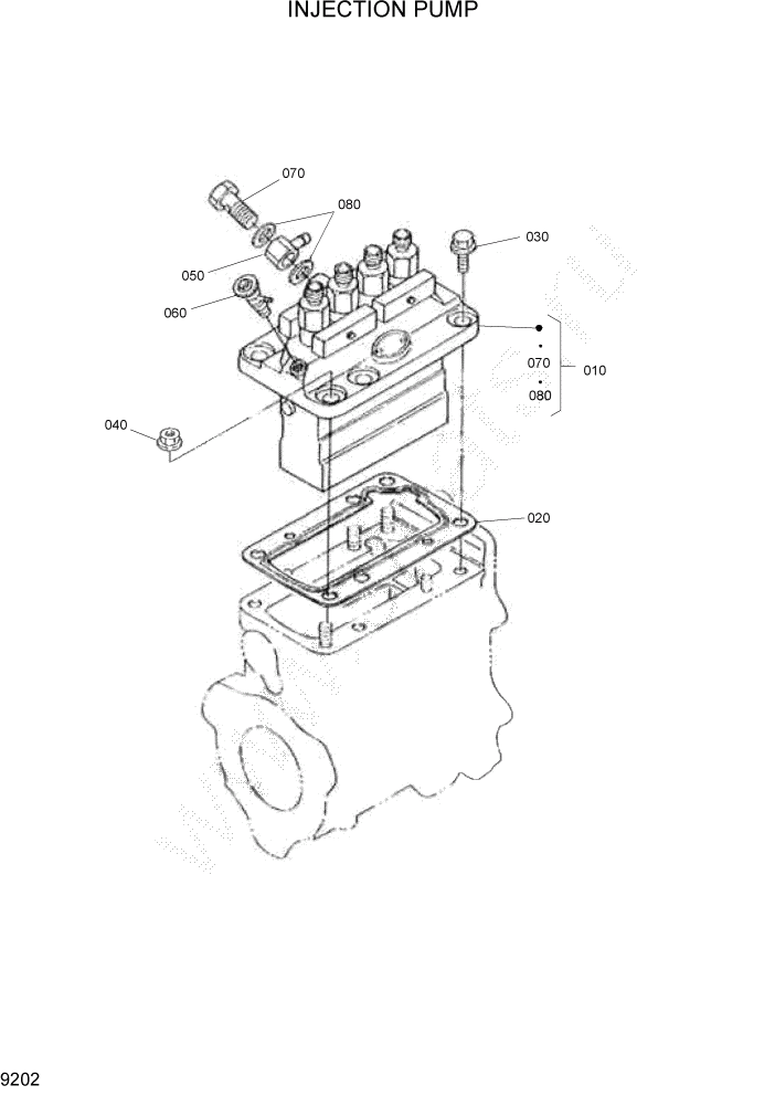 Схема запчастей Hyundai HSL1200T - PAGE 9202 INJECTION PUMP ДВИГАТЕЛЬ БАЗА