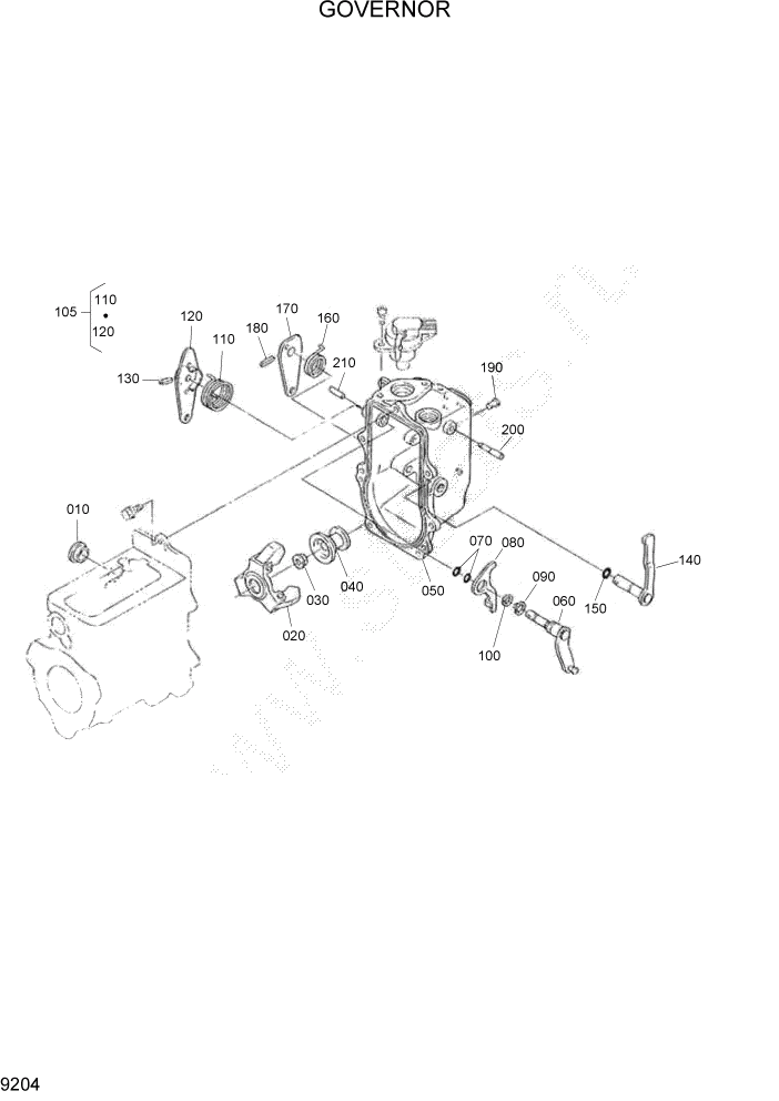 Схема запчастей Hyundai HSL1200T - PAGE 9204 GOVERNOR ДВИГАТЕЛЬ БАЗА