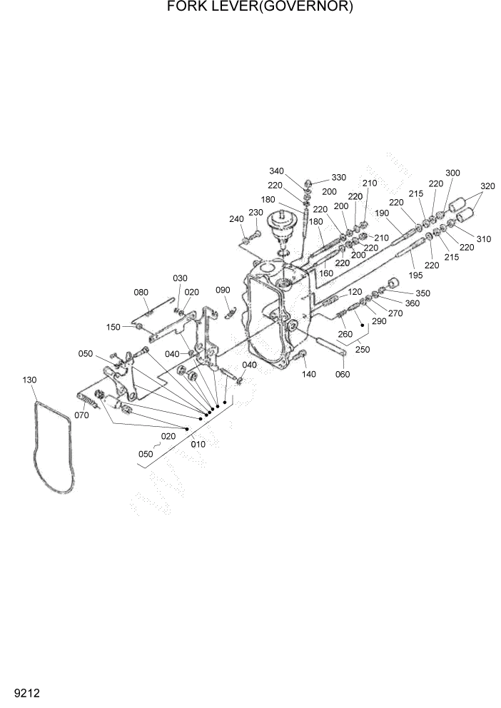 Схема запчастей Hyundai HSL1200T - PAGE 9212 FORK LEVER(GOVERNOR) ДВИГАТЕЛЬ БАЗА