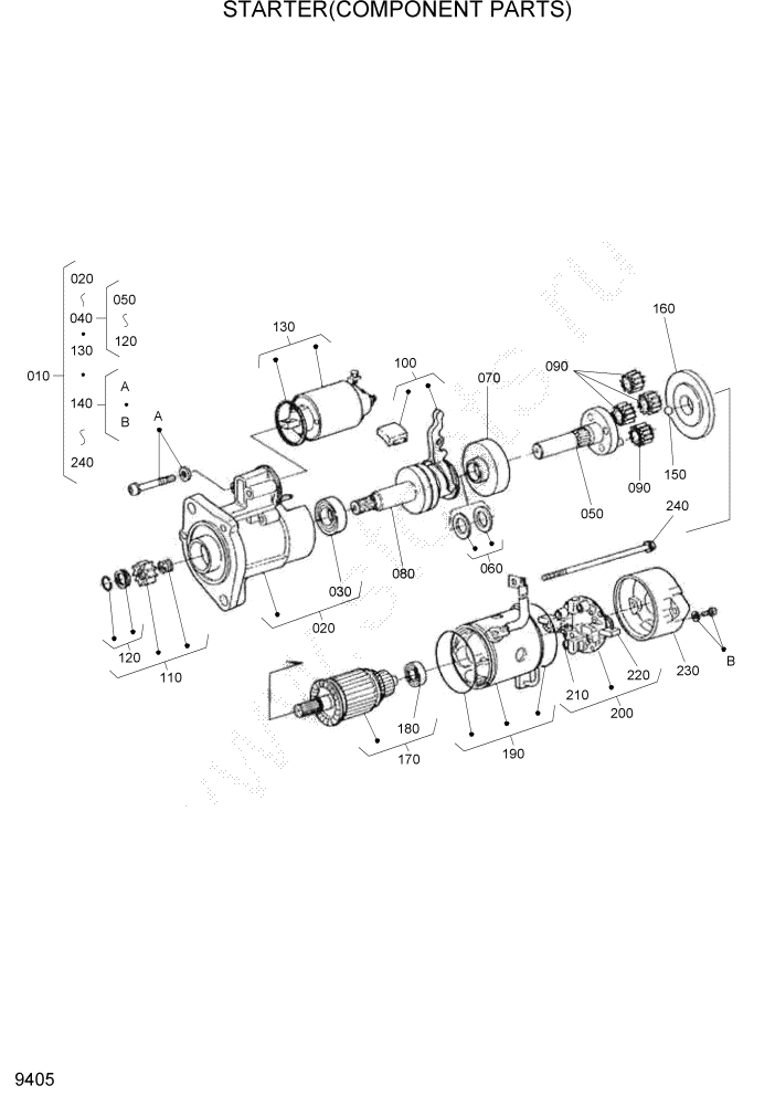 Схема запчастей Hyundai HSL1200T - PAGE 9405 STARTER(COMPONENT PARTS) ДВИГАТЕЛЬ БАЗА