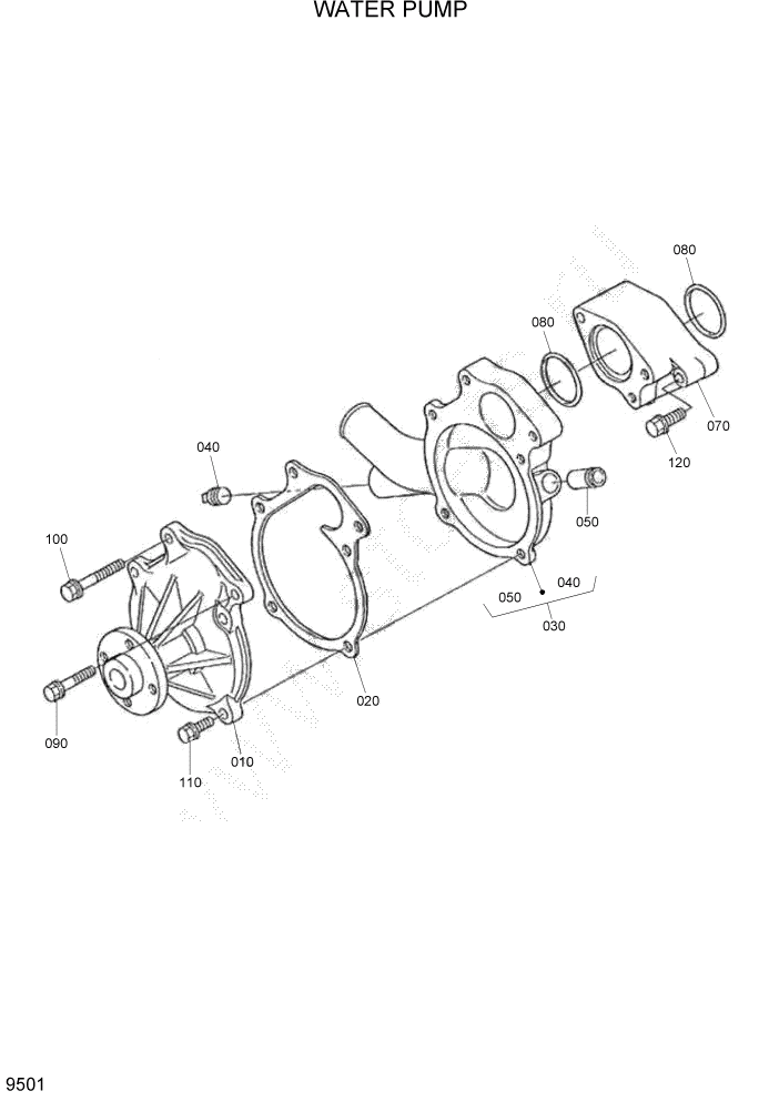 Схема запчастей Hyundai HSL1200T - PAGE 9501 WATER PUMP ДВИГАТЕЛЬ БАЗА