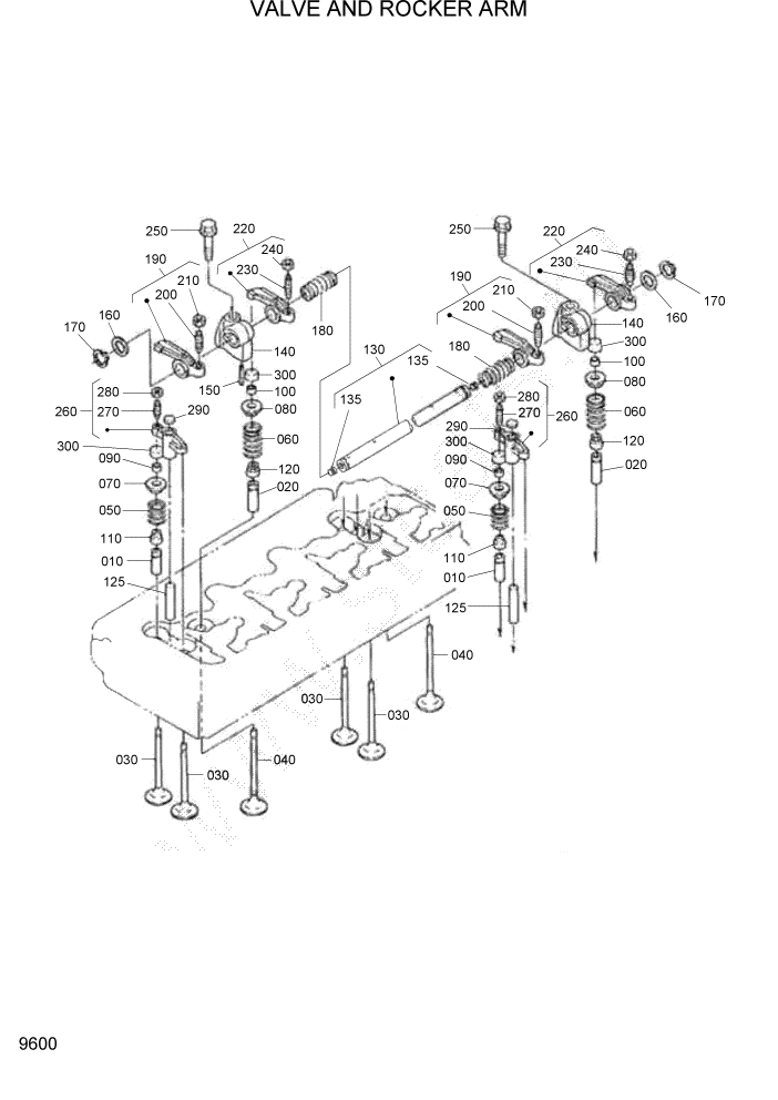 Схема запчастей Hyundai HSL1200T - PAGE 9600 VALVE AND ROCKER ARM ДВИГАТЕЛЬ БАЗА