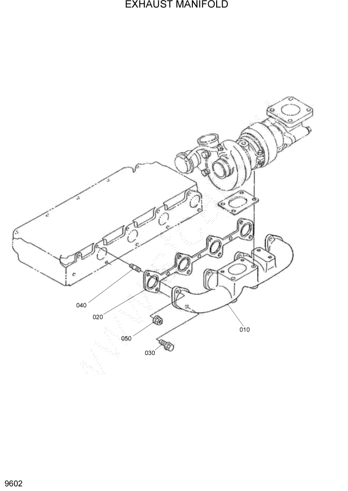 Схема запчастей Hyundai HSL1200T - PAGE 9602 EXHAUST MANIFOLD ДВИГАТЕЛЬ БАЗА