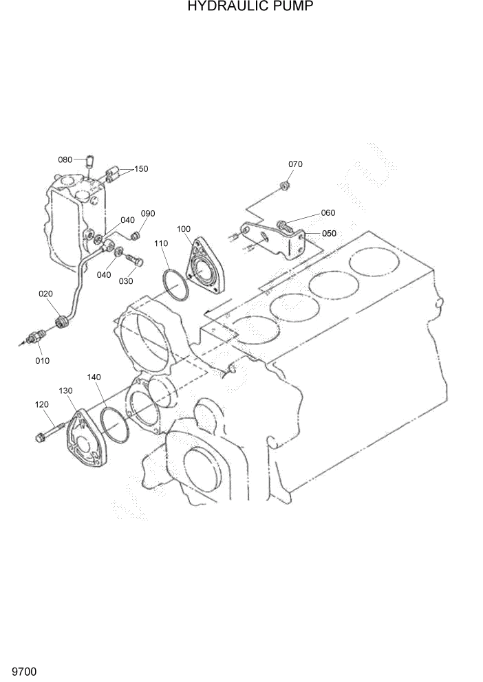 Схема запчастей Hyundai HSL1200T - PAGE 9700 HYDRAULIC PUMP ДВИГАТЕЛЬ БАЗА