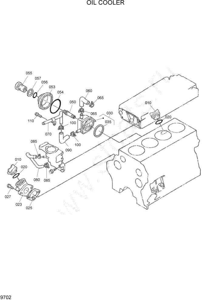 Схема запчастей Hyundai HSL1200T - PAGE 9702 OIL COOLER ДВИГАТЕЛЬ БАЗА