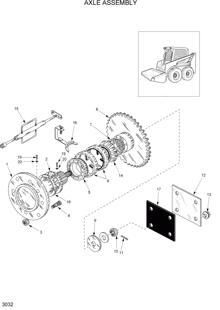 Схема запчастей Hyundai HSL1500T - PAGE 3032 AXLE ASSEMBLY КОНЕЧНАЯ ПЕРЕДАЧА ПРИВОДА