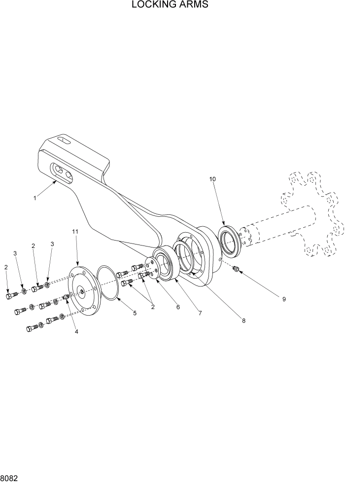 Схема запчастей Hyundai HSL1500T - PAGE 8082 LOCKING ARMS ХОДОВАЯ ЧАСТЬ