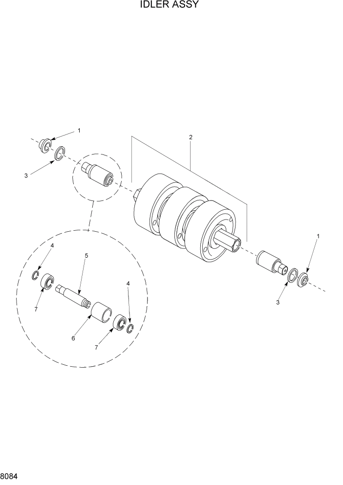 Схема запчастей Hyundai HSL1500T - PAGE 8084 IDLER ASSY ХОДОВАЯ ЧАСТЬ