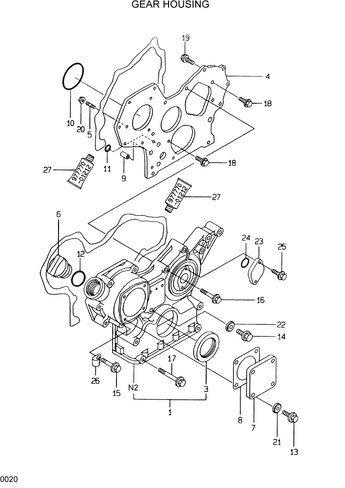 Схема запчастей Hyundai HSL610 - PAGE 0020 GEAR HOUSING ДВИГАТЕЛЬ БАЗА