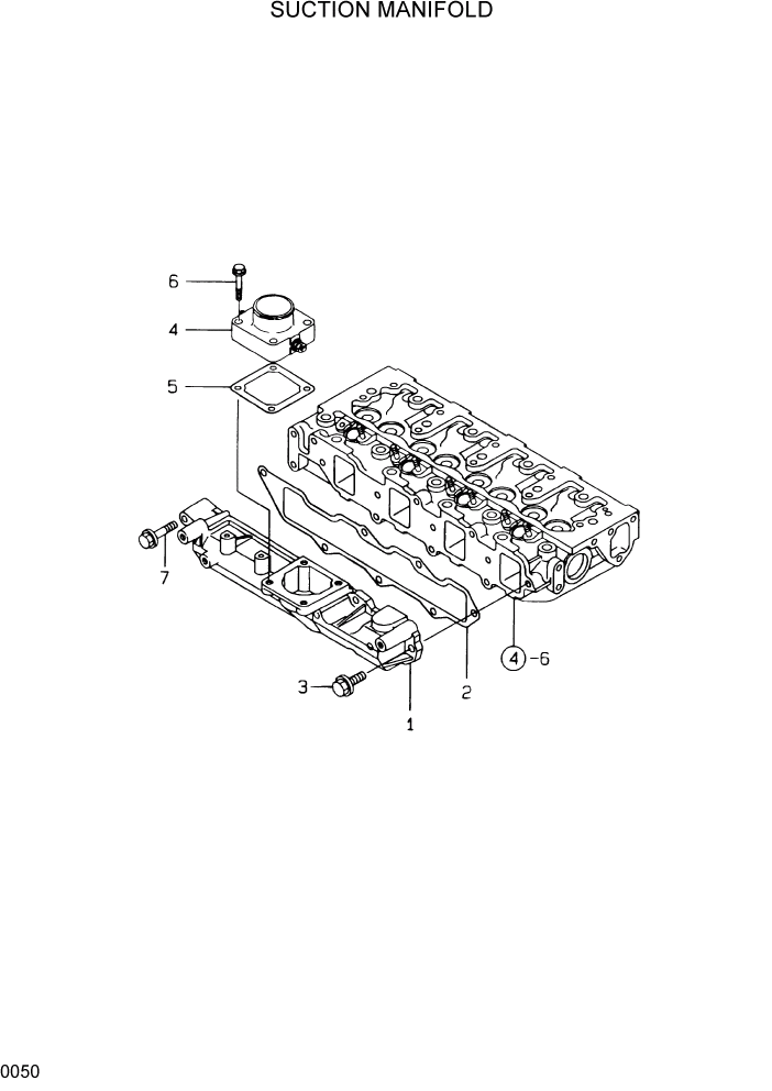 Схема запчастей Hyundai HSL610 - PAGE 0050 SUCTION MANIFOLD ДВИГАТЕЛЬ БАЗА