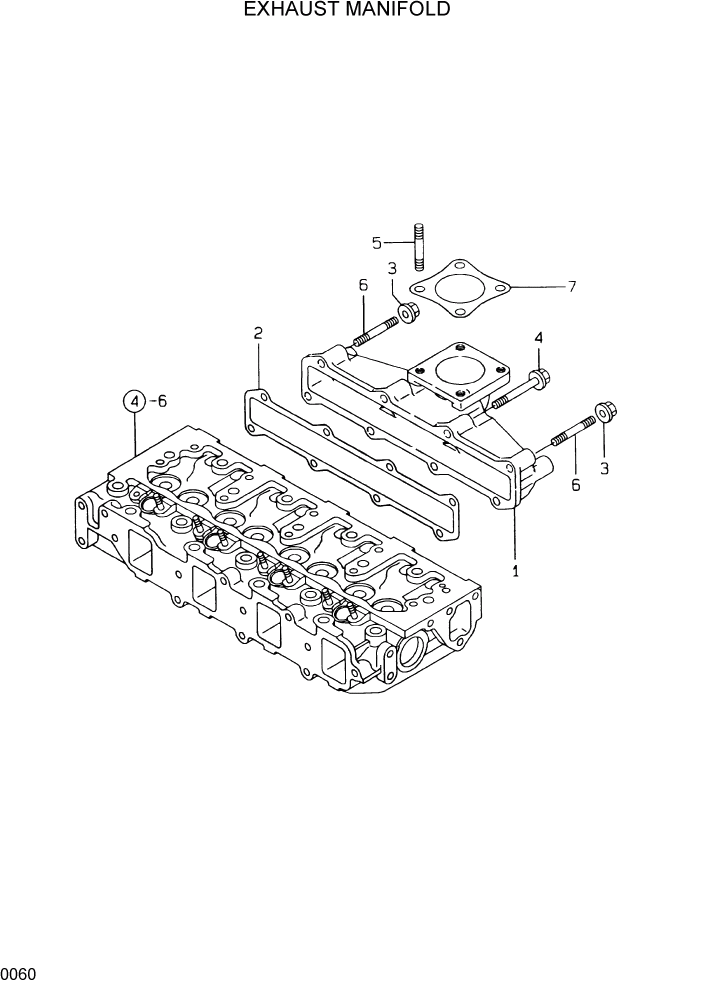 Схема запчастей Hyundai HSL610 - PAGE 0060 EXHAUST MANIFOLD ДВИГАТЕЛЬ БАЗА