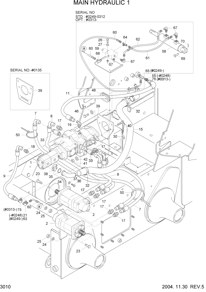 Схема запчастей Hyundai HSL610 - PAGE 3010 MAIN HYDRAULIC 1 ГИДРАВЛИЧЕСКАЯ СИСТЕМА