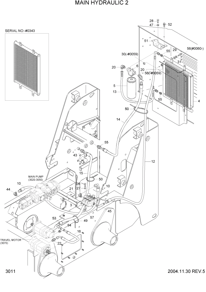 Схема запчастей Hyundai HSL610 - PAGE 3011 MAIN HYDRAULIC 2 ГИДРАВЛИЧЕСКАЯ СИСТЕМА