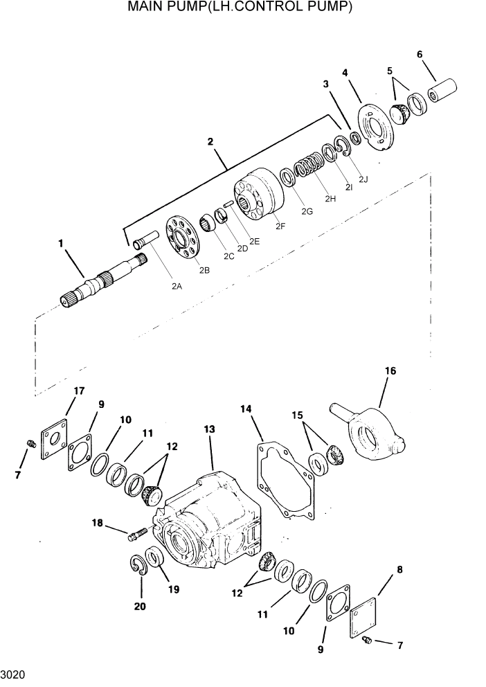 Схема запчастей Hyundai HSL610 - PAGE 3020 MAIN PUMP(LH CONTROL PUMP) ГИДРАВЛИЧЕСКАЯ СИСТЕМА