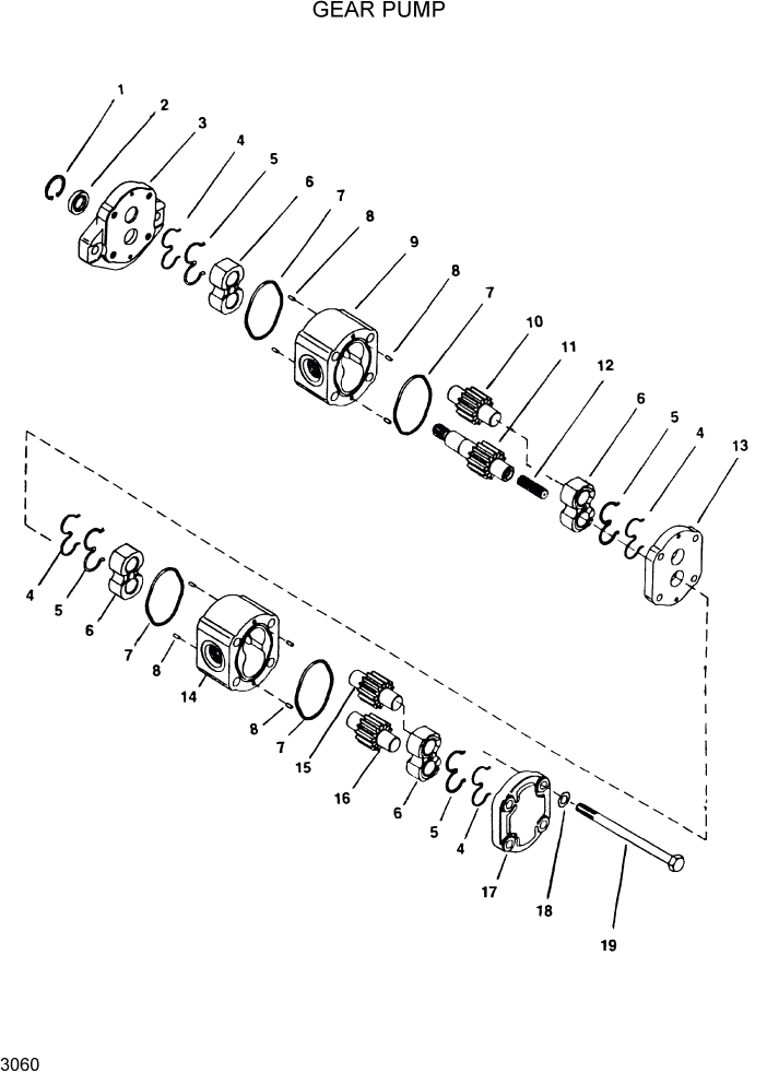 Схема запчастей Hyundai HSL610 - PAGE 3060 GEAR PUMP ГИДРАВЛИЧЕСКАЯ СИСТЕМА