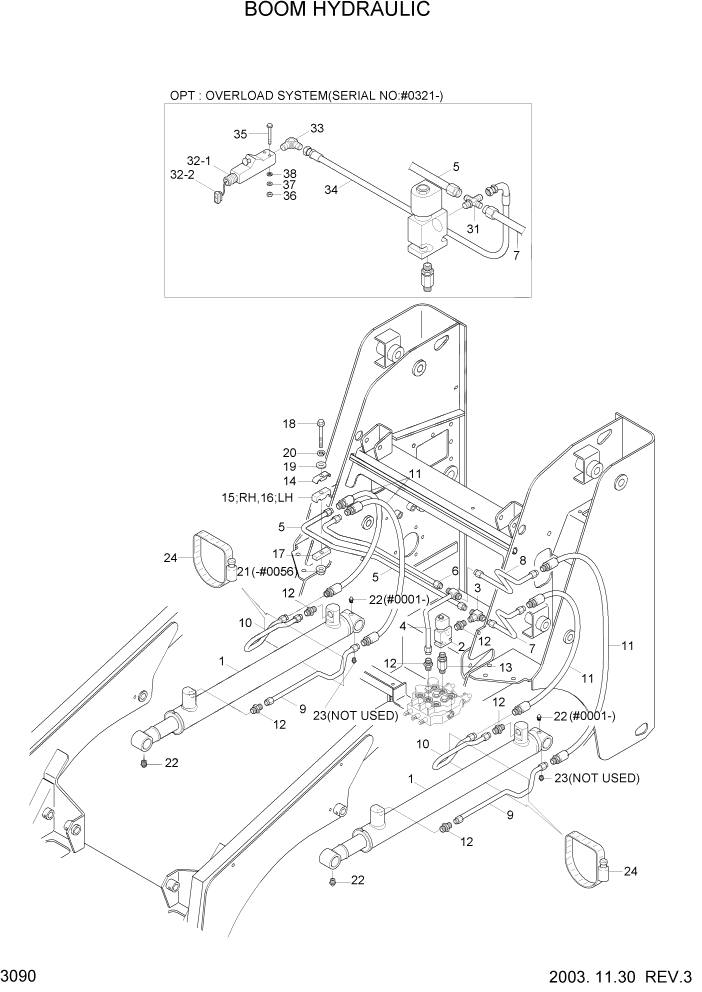 Схема запчастей Hyundai HSL610 - PAGE 3090 BOOM HYDRAULIC ГИДРАВЛИЧЕСКАЯ СИСТЕМА