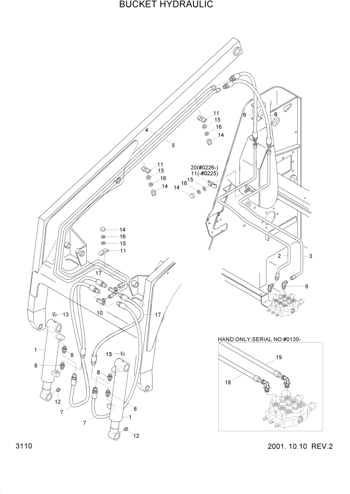 Схема запчастей Hyundai HSL610 - PAGE 3110 BUCKET HYDRAULIC ГИДРАВЛИЧЕСКАЯ СИСТЕМА