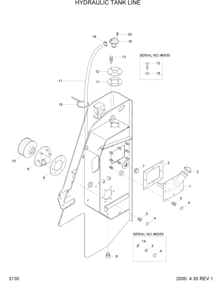 Схема запчастей Hyundai HSL610 - PAGE 3130 HYDRAULIC TANK LINE ГИДРАВЛИЧЕСКАЯ СИСТЕМА