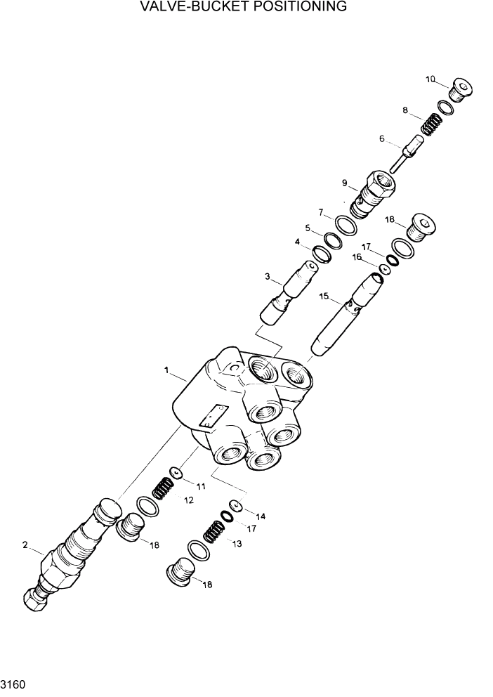 Схема запчастей Hyundai HSL610 - PAGE 3160 BUCKET POSITIONING VALVE ГИДРАВЛИЧЕСКАЯ СИСТЕМА