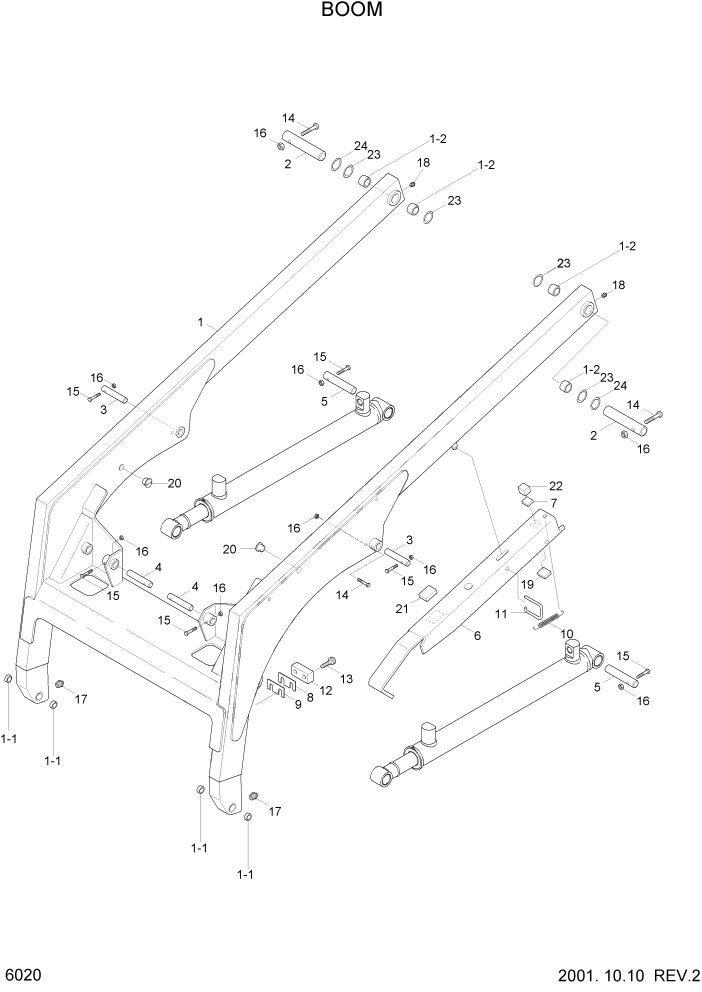 Схема запчастей Hyundai HSL610 - PAGE 6020 BOOM РАБОЧЕЕ ОБОРУДОВАНИЕ