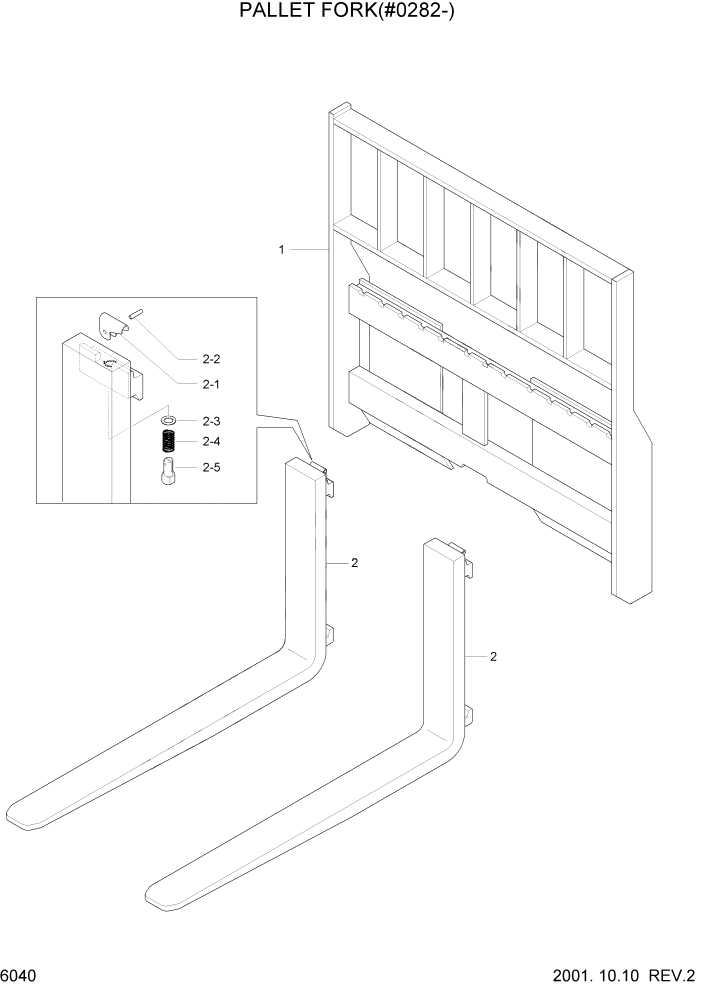 Схема запчастей Hyundai HSL610 - PAGE 6040 PALLET FORK(#0282-) РАБОЧЕЕ ОБОРУДОВАНИЕ