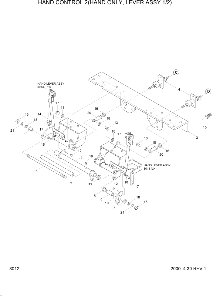 Схема запчастей Hyundai HSL610 - PAGE 8012 HAND CONTROL 2(HAND ONLY,LEVER ASSY 1/2) СИСТЕМА УПРАВЛЕНИЯ