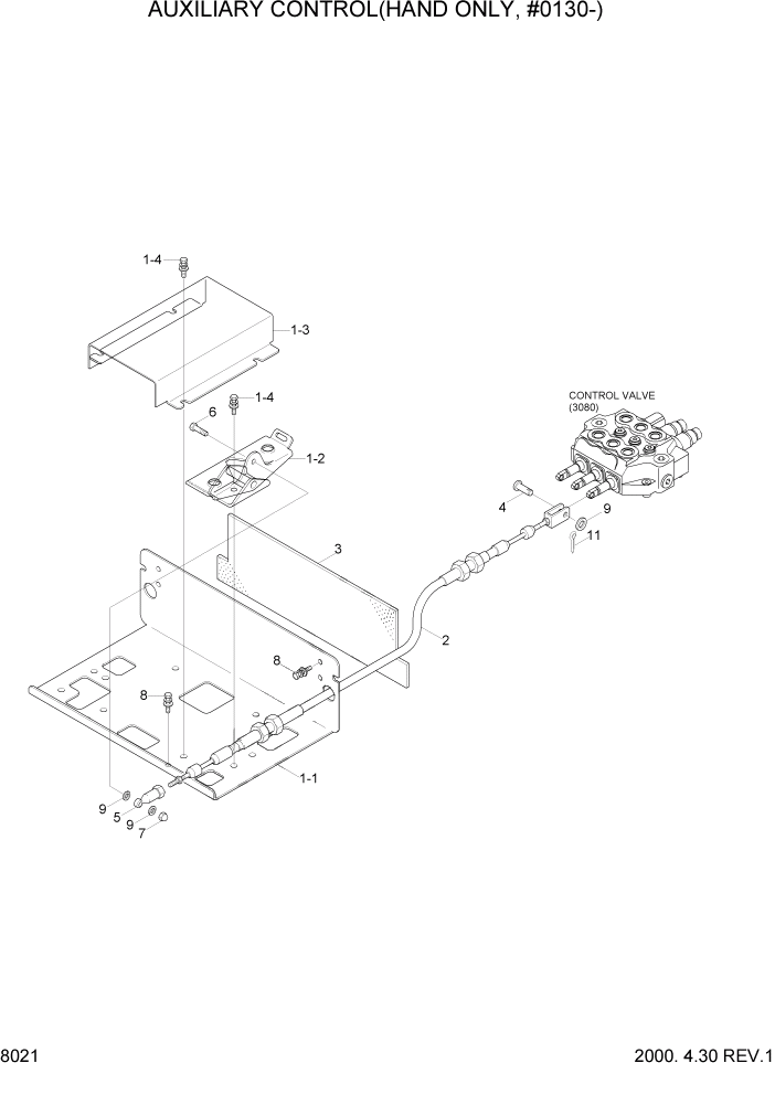 Схема запчастей Hyundai HSL610 - PAGE 8021 AUXILIARY CONTROL(HAND ONLY, #0130-) СИСТЕМА УПРАВЛЕНИЯ