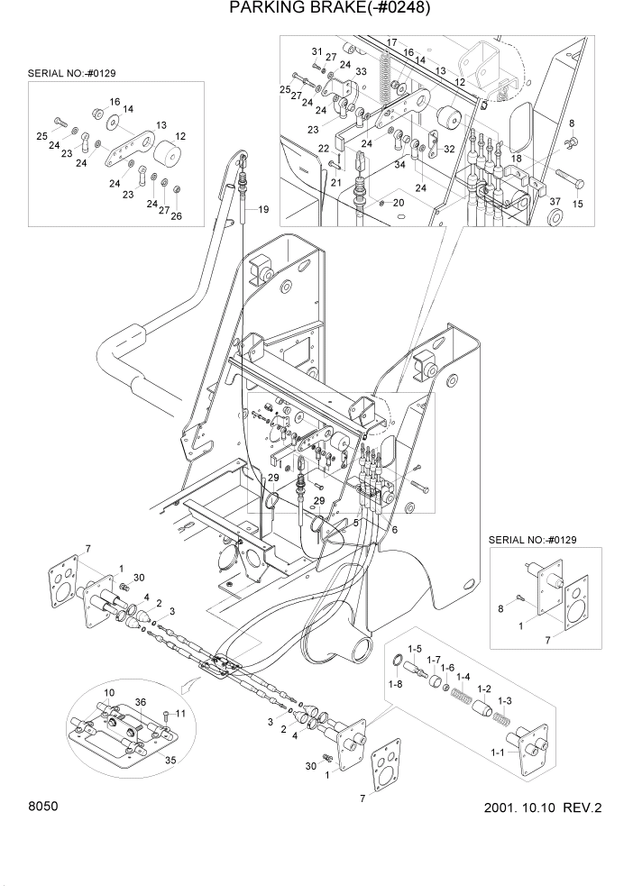 Схема запчастей Hyundai HSL610 - PAGE 8050 PARKING BRAKE(-#0248) СИСТЕМА УПРАВЛЕНИЯ