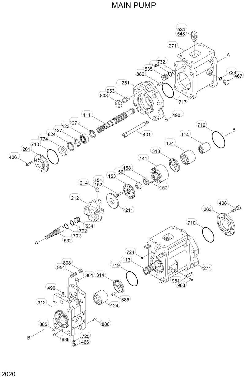 Схема запчастей Hyundai R130LC - MAIN PUMP 