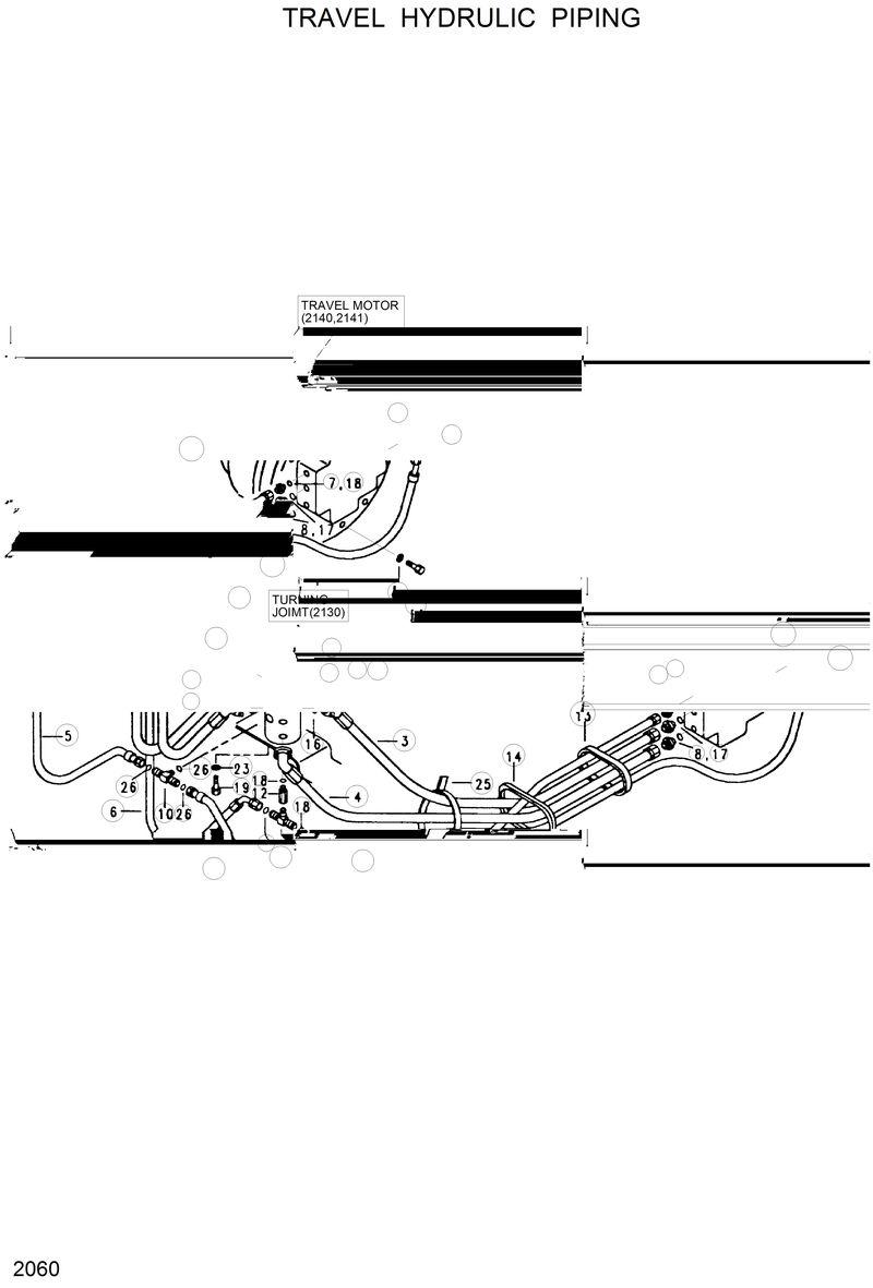 Схема запчастей Hyundai R130LC - TRAVEL HYDRAULIC PIPING 